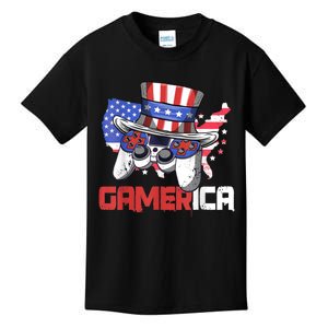 Gamer 4th Of July Boy Men Controller USA Flag Kids T-Shirt