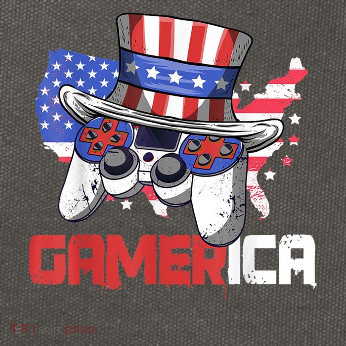 Gamer 4th Of July Boy Men Controller USA Flag Cotton Canvas Backpack