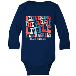 Groovy 4th Of July Labor And Delivery Nurse Patriotic Nurse Premium Baby Long Sleeve Bodysuit