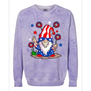 Gnomes 4th Of July Gnome Lover American Flag Gift Colorblast Crewneck Sweatshirt