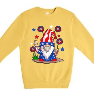 Gnomes 4th Of July Gnome Lover American Flag Gift Premium Crewneck Sweatshirt