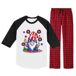 Gnomes 4th Of July Gnome Lover American Flag Gift Raglan Sleeve Pajama Set