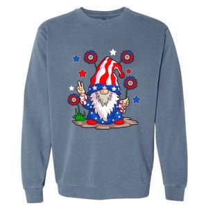 Gnomes 4th Of July Gnome Lover American Flag Gift Garment-Dyed Sweatshirt