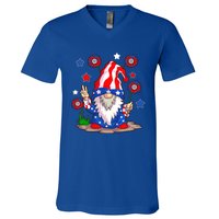 Gnomes 4th Of July Gnome Lover American Flag Gift V-Neck T-Shirt