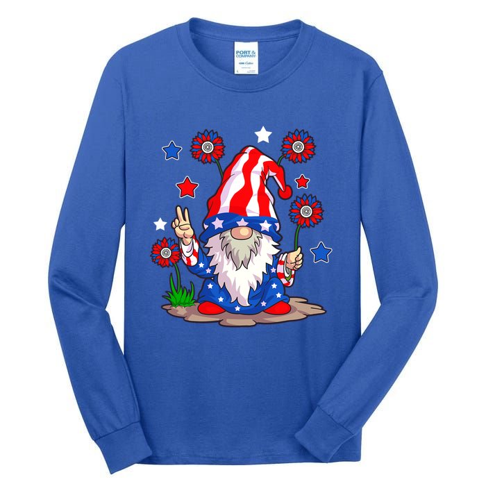 Gnomes 4th Of July Gnome Lover American Flag Gift Tall Long Sleeve T-Shirt