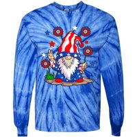 Gnomes 4th Of July Gnome Lover American Flag Gift Tie-Dye Long Sleeve Shirt