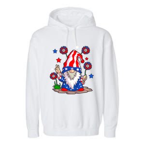 Gnomes 4th Of July Gnome Lover American Flag Gift Garment-Dyed Fleece Hoodie