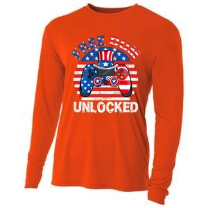 Gamer 4th Of July Freedom Unlocked Video Games Teens Great Gift Cooling Performance Long Sleeve Crew