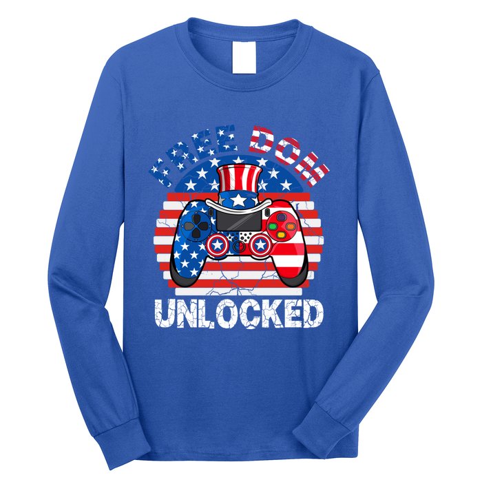 Gamer 4th Of July Freedom Unlocked Video Games Teens Great Gift Long Sleeve Shirt