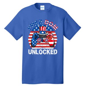 Gamer 4th Of July Freedom Unlocked Video Games Teens Great Gift Tall T-Shirt