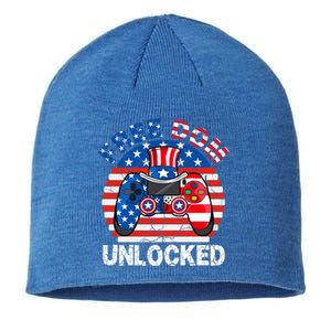 Gamer 4th Of July Freedom Unlocked Video Games Teens Great Gift Sustainable Beanie