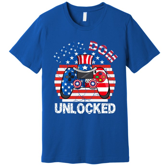 Gamer 4th Of July Freedom Unlocked Video Games Teens Great Gift Premium T-Shirt