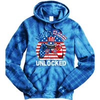 Gamer 4th Of July Freedom Unlocked Video Games Teens Great Gift Tie Dye Hoodie