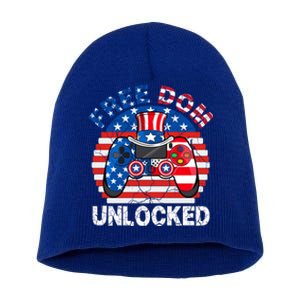 Gamer 4th Of July Freedom Unlocked Video Games Teens Great Gift Short Acrylic Beanie