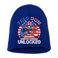 Gamer 4th Of July Freedom Unlocked Video Games Teens Great Gift Short Acrylic Beanie