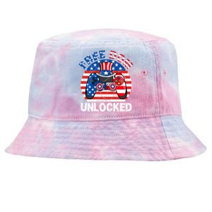 Gamer 4th Of July Freedom Unlocked Video Games Teens Great Gift Tie-Dyed Bucket Hat