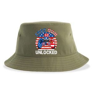 Gamer 4th Of July Freedom Unlocked Video Games Teens Great Gift Sustainable Bucket Hat