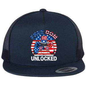 Gamer 4th Of July Freedom Unlocked Video Games Teens Great Gift Flat Bill Trucker Hat