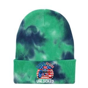 Gamer 4th Of July Freedom Unlocked Video Games Teens Great Gift Tie Dye 12in Knit Beanie