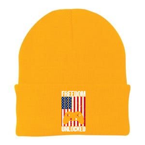 Gamer 4th Of July Freedom Unlocked Video Games Gift Knit Cap Winter Beanie