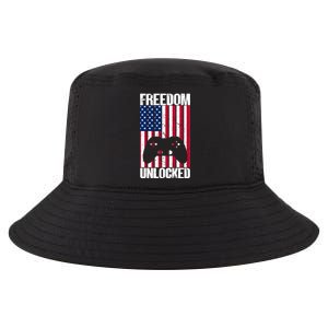 Gamer 4th Of July Freedom Unlocked Video Games Gift Cool Comfort Performance Bucket Hat