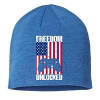 Gamer 4th Of July Freedom Unlocked Video Games Gift Sustainable Beanie