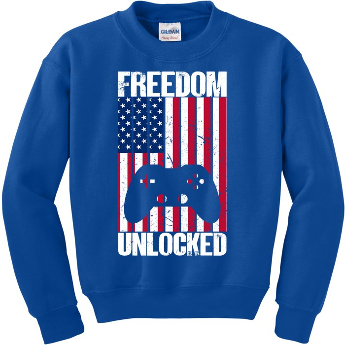 Gamer 4th Of July Freedom Unlocked Video Games Gift Kids Sweatshirt