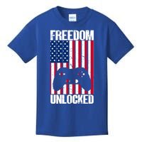 Gamer 4th Of July Freedom Unlocked Video Games Gift Kids T-Shirt