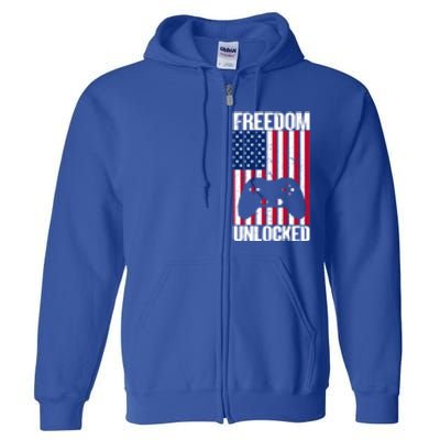 Gamer 4th Of July Freedom Unlocked Video Games Gift Full Zip Hoodie