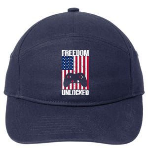 Gamer 4th Of July Freedom Unlocked Video Games Gift 7-Panel Snapback Hat