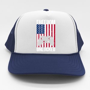 Gamer 4th Of July Freedom Unlocked Video Games Gift Trucker Hat