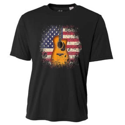 Guitar 4th Of July Gift American Flag USA Country Music Cooling Performance Crew T-Shirt