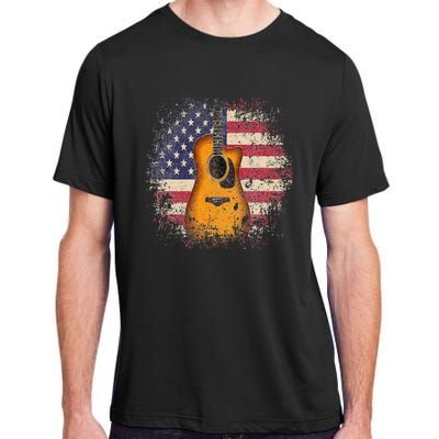 Guitar 4th Of July Gift American Flag USA Country Music Adult ChromaSoft Performance T-Shirt