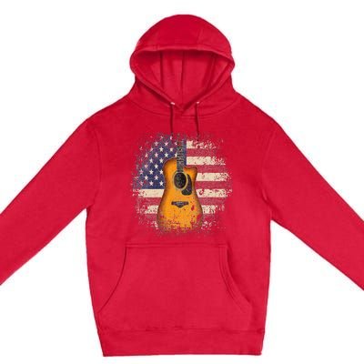 Guitar 4th Of July Gift American Flag USA Country Music Premium Pullover Hoodie