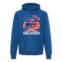 Gamer 4th Of July Freedom Unlocked Video Games Teens Gift Premium Hoodie