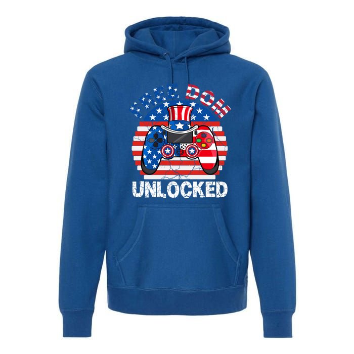 Gamer 4th Of July Freedom Unlocked Video Games Teens Gift Premium Hoodie