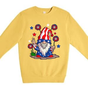 Gnomes 4Th Of July Gnome Lover American Flag Cute Gift Premium Crewneck Sweatshirt