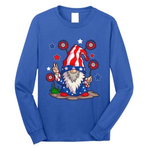 Gnomes 4Th Of July Gnome Lover American Flag Cute Gift Long Sleeve Shirt