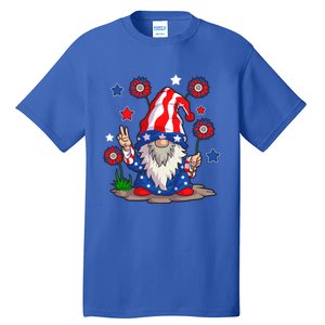 Gnomes 4Th Of July Gnome Lover American Flag Cute Gift Tall T-Shirt