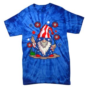 Gnomes 4Th Of July Gnome Lover American Flag Cute Gift Tie-Dye T-Shirt