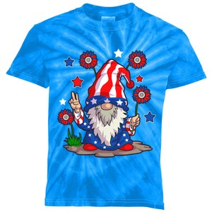 Gnomes 4Th Of July Gnome Lover American Flag Cute Gift Kids Tie-Dye T-Shirt