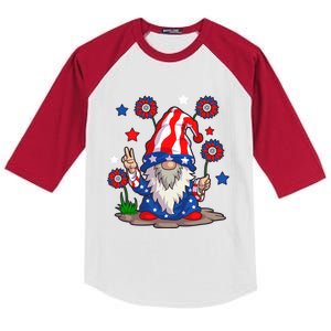 Gnomes 4Th Of July Gnome Lover American Flag Cute Gift Kids Colorblock Raglan Jersey