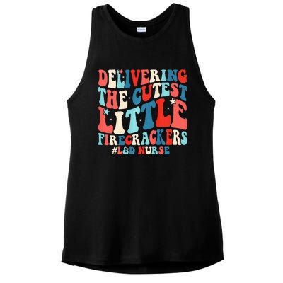 Groovy 4th Of July Labor And Delivery Nurse Patriotic Nurse Ladies PosiCharge Tri-Blend Wicking Tank