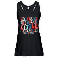 Groovy 4th Of July Labor And Delivery Nurse Patriotic Nurse Ladies Essential Flowy Tank