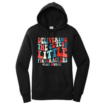 Groovy 4th Of July Labor And Delivery Nurse Patriotic Nurse Women's Pullover Hoodie