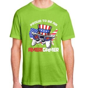 Gamer 4th Of July Gift Funny Controller American Flag Adult ChromaSoft Performance T-Shirt