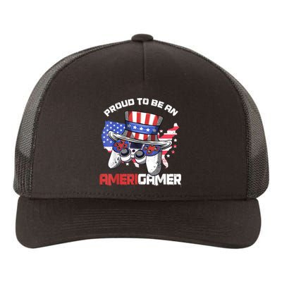 Gamer 4th Of July Gift Funny Controller American Flag Yupoong Adult 5-Panel Trucker Hat