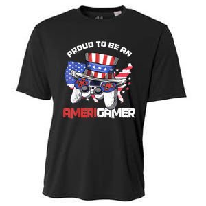 Gamer 4th Of July Gift Funny Controller American Flag Cooling Performance Crew T-Shirt