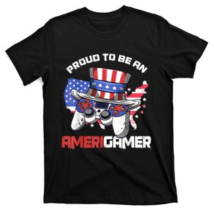 Gamer 4th Of July Gift Funny Controller American Flag T-Shirt