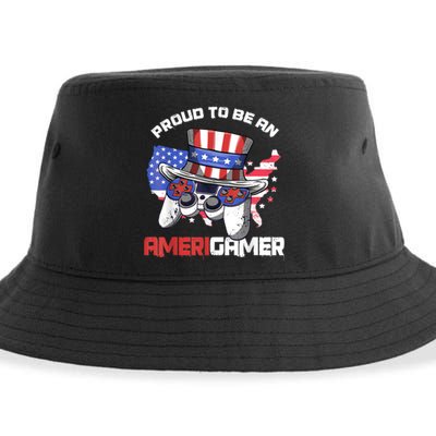 Gamer 4th Of July Gift Funny Controller American Flag Sustainable Bucket Hat